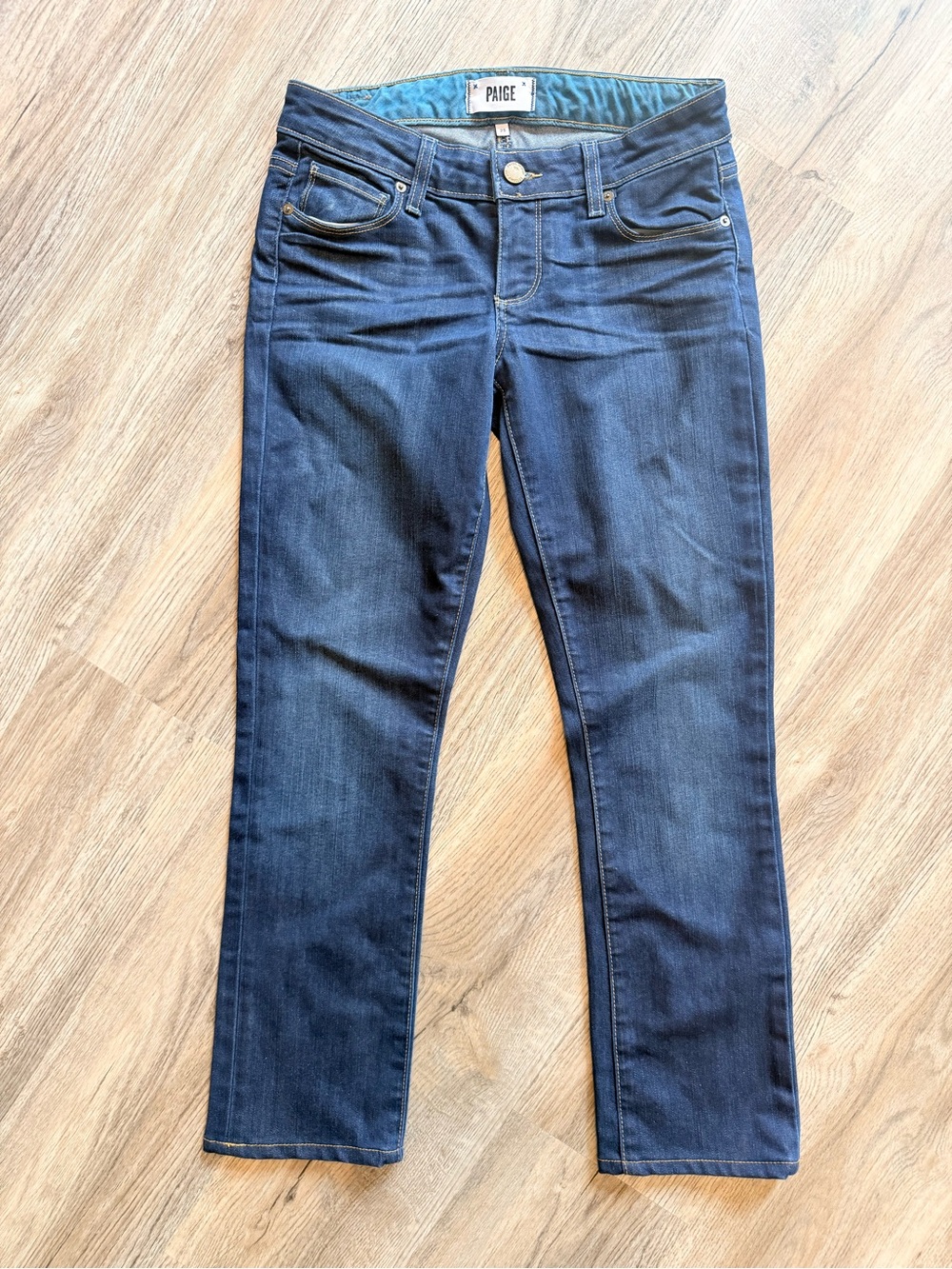 PAIGE Custom Tailored Straight Leg Jeans in Dark Indigo